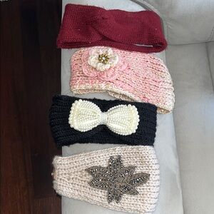 Women’s Knit Headband Set - Burgundy, Pink, Black, Cream